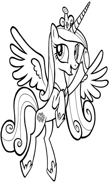 Online coloring book: Princess Cadance is waving at us